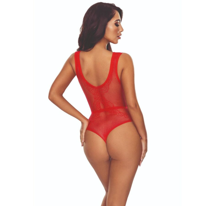 Passion - Bs115 Bodystocking Grid Rouge