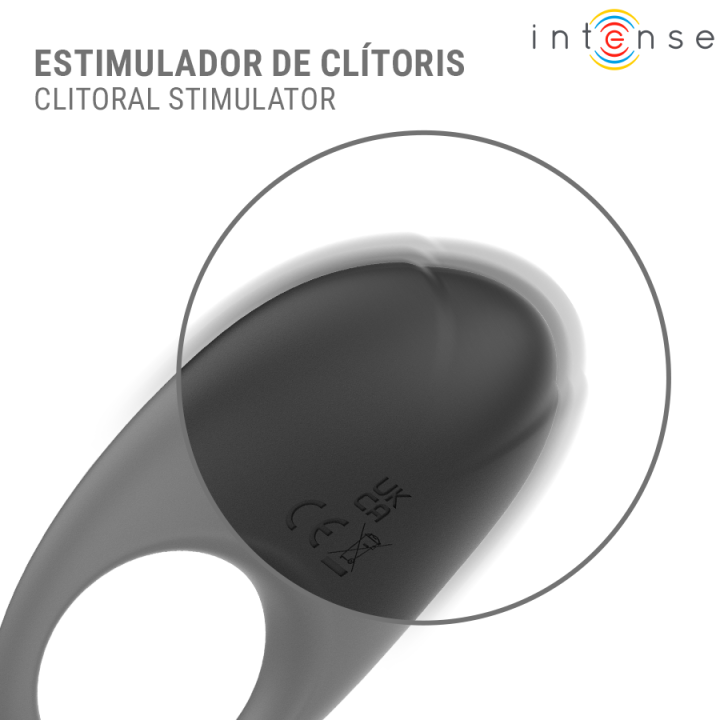 Intense - Merlotte Vibrating Penis Ring With Clitoris Stimulation Black