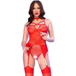 Chilirose - cr 4879 Crotchless Bodysuit Red l