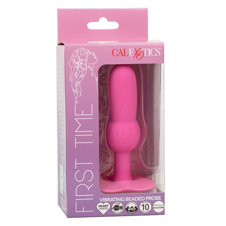 Calexotics - First Time Plug Anal Sonda de Contas 10 Vibrações Rosa
