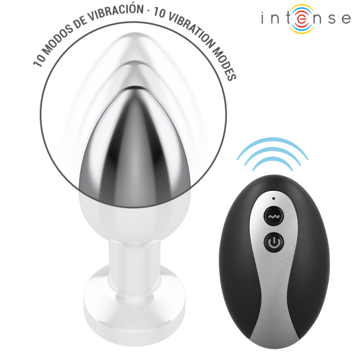 Intense - Vibrating Metal Anal Plug With Led Lights And Remote Control - Size s