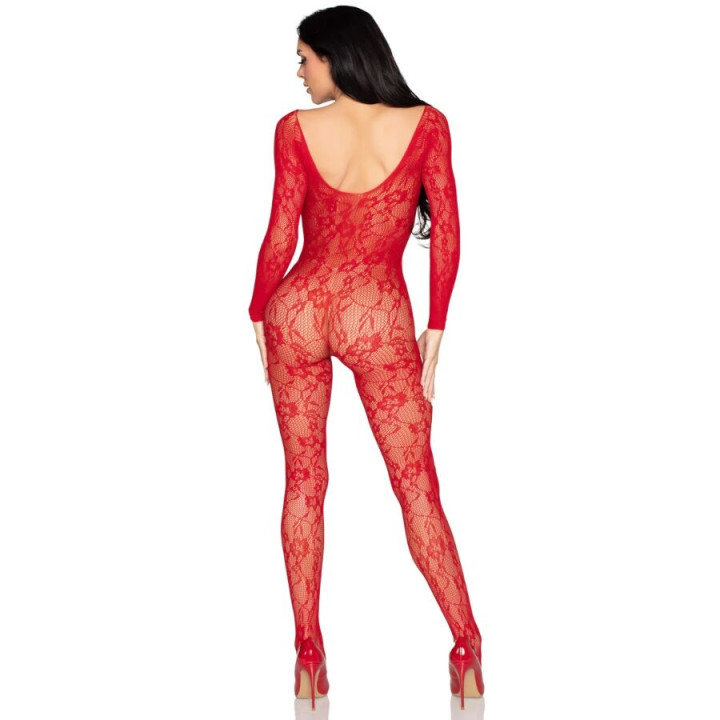 Leg Avenue - 89366 Spitzen-Dessous-Bodystocking, Rot - Einheitsgrösse