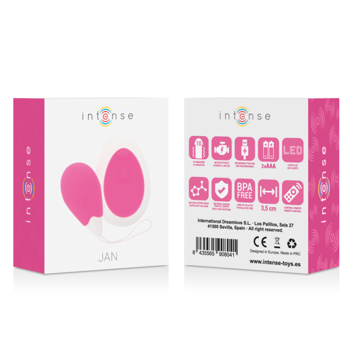Intense - Jan Egg Vibrador Controle Remoto Rosa