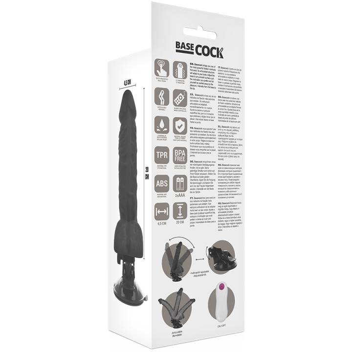Basecock - Vibratore Articolabile Telecomando Nero 20 cm -o- 4.5 cm