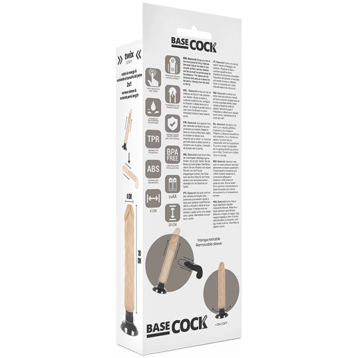 Basecock - Realistic Vibrator 2-1 Flesh 20 cm -o- 4 cm