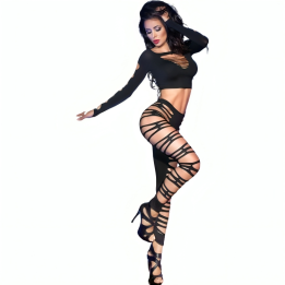 Chilirose - cr 3654 Top e Leggins Nero s/m