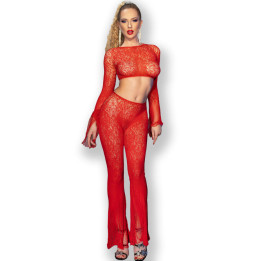 Chilirose - cr 4648 Top e Pantalone Rosso s/l