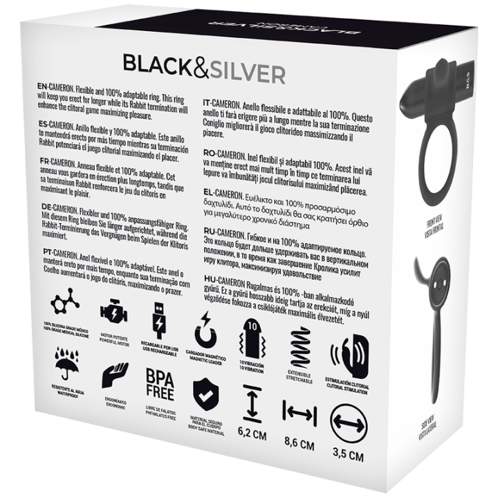 Black&Silver - Cameron Control Remoto Cockring Watchme