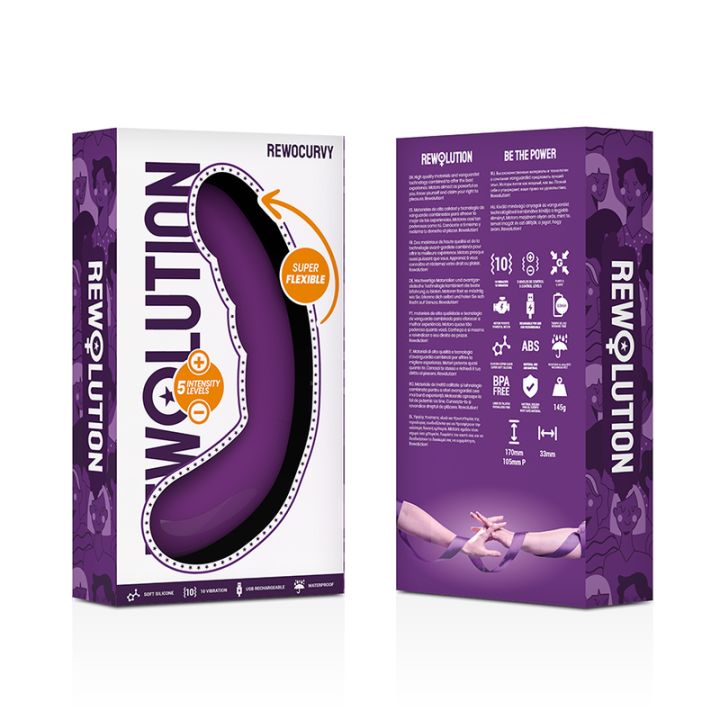 Rewolution - Wibrator Elastyczny Rewocurvy z Ladowanym Elastycznym Wibratorem
