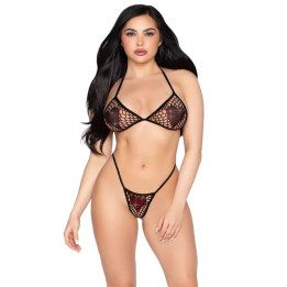 Leg Avenue - 86147 Netz-bh-Top Und String-Höschen, Schwarz - Einheitsgrösse