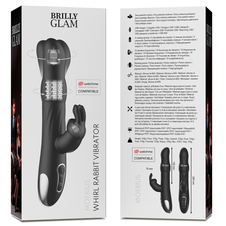 Brilly Glam - Moebius Rabbit-Vibrator & Rotator + Watchme-Fernbedienung