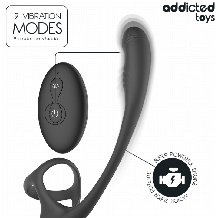 Addicted Toys - Anal Plug With Vibration And 360º Waving And Testicle Stimulator