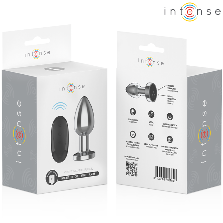Intense - Plug Anale 10 Vibrazioni Metallo Con Telecomando l