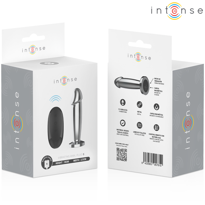 Intense - Anal Plug 10 Vibrazioni Dildo Metallo Con Telecomando s