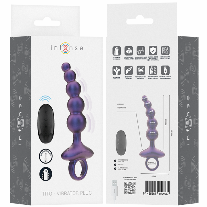Intense - Tito Plug Anal Vibrant Modèle 3 Télécommande