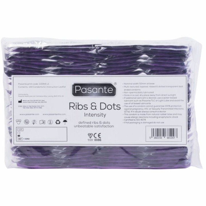 Pasante - Ribs & Dots Intensity Kondome 144 Einheiten