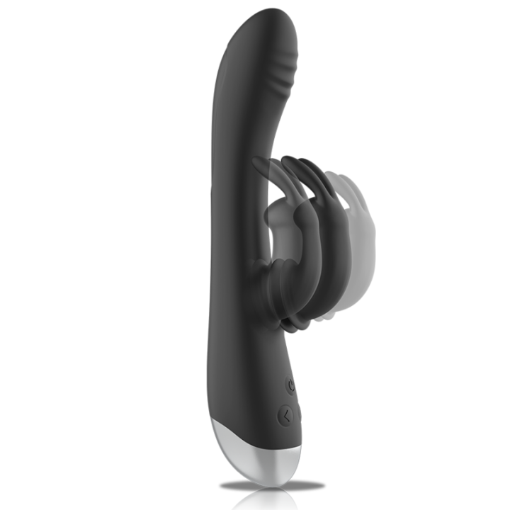 Black&Silver - dj. Stimulateur de Lapin Rechargeable en Silicone Adam Noir