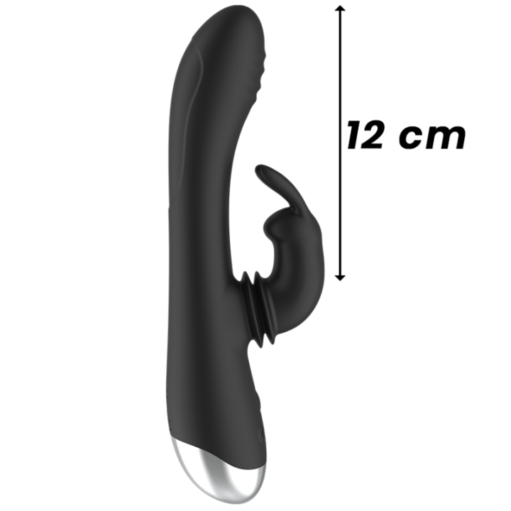 Black&Silver - dj. Stimulateur de Lapin Rechargeable en Silicone Adam Noir