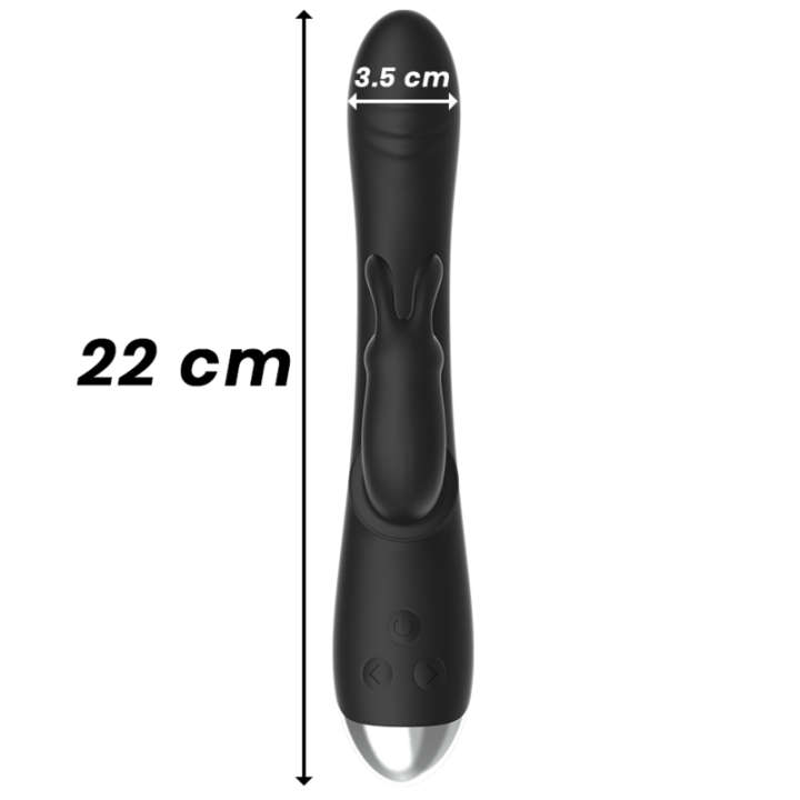Black&Silver - dj. Stimulateur de Lapin Rechargeable en Silicone Adam Noir