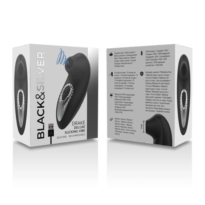 Black&Silver - Drake Deluxe Ssajacy Vibe Akumulatorowy Silikon Czarny
