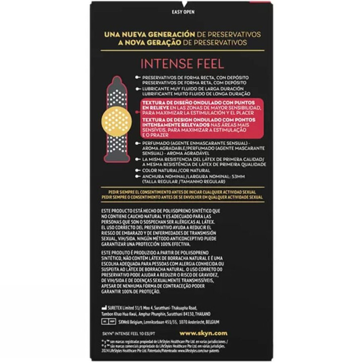 Skyn - Intense Feel Textured Condom With Wavy Design 10 Units