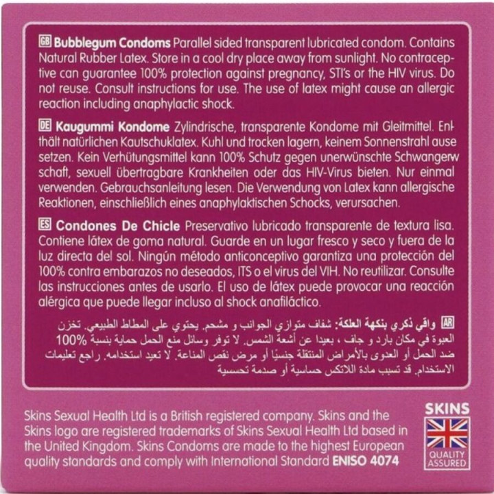 Skins - Bubblegum Premium Condoms Pack 4