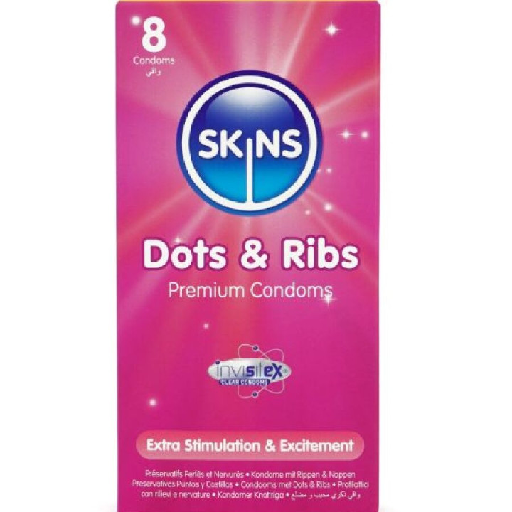 Skins - Dots & Ribs Premium-Kondome Packung 8