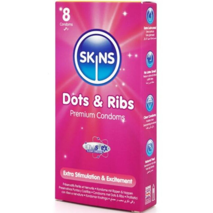 Skins - Dots & Ribs Premium-Kondome Packung 8