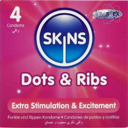 Skins - Dots & Ribs Premium-Kondome 4er-Pack
