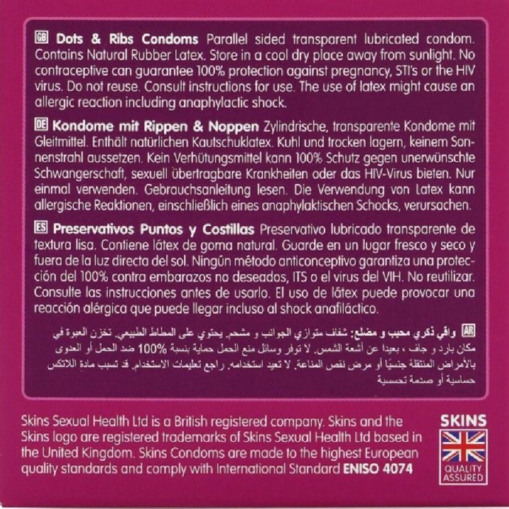 Skins - Dots & Ribs Premium Condoms Pack 4