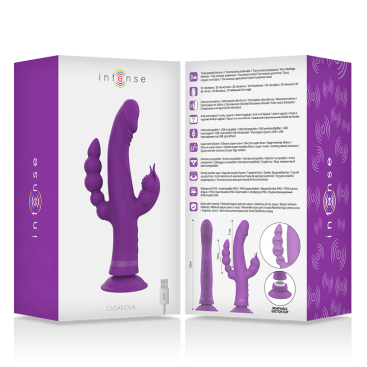 Intense - Vibratore in Silicone Casanova Rabbit Triplo Motore Viola
