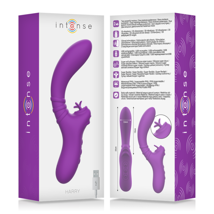 Intense - Vibratore Flessibile Harry Con Lingua Viola
