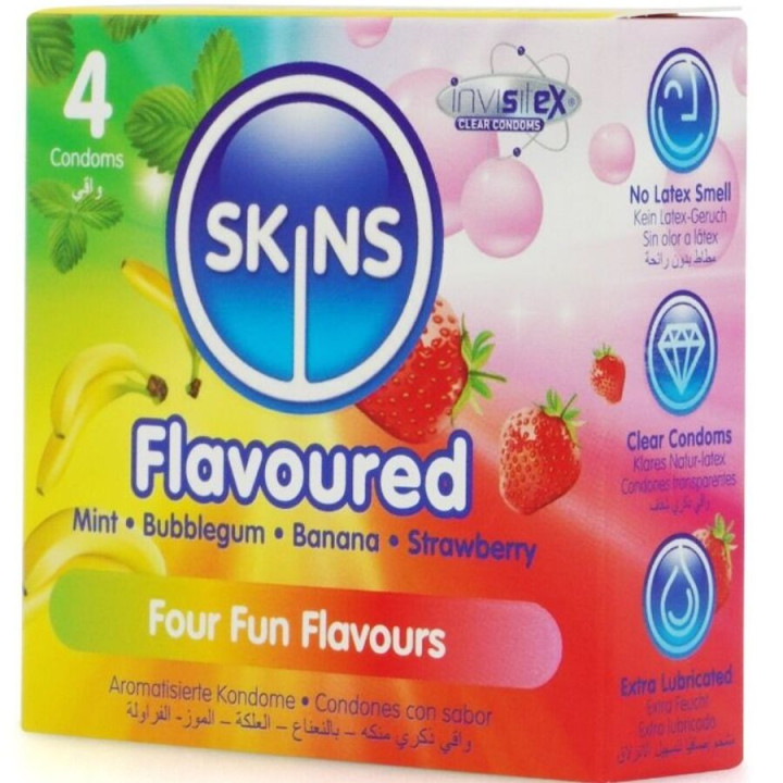 Skins - Pack de 4 Préservatifs Premium Multi-Saveurs