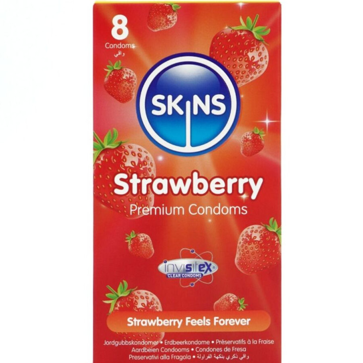 Skins - Erdbeere Premium-Kondome Packung 8