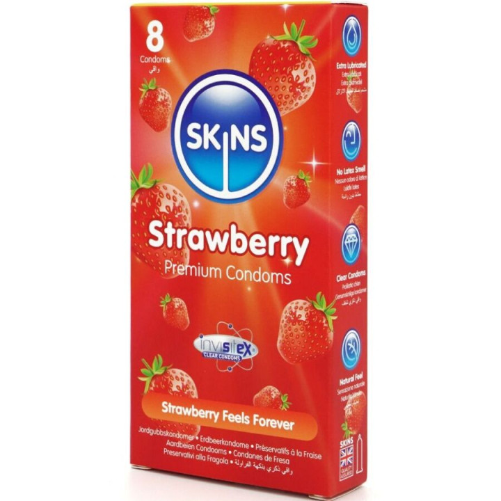 Skins - Erdbeere Premium-Kondome Packung 8