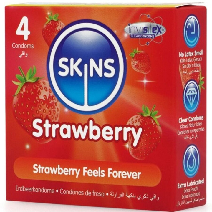 Skins - Pack de 4 Préservatifs Premium Fraise
