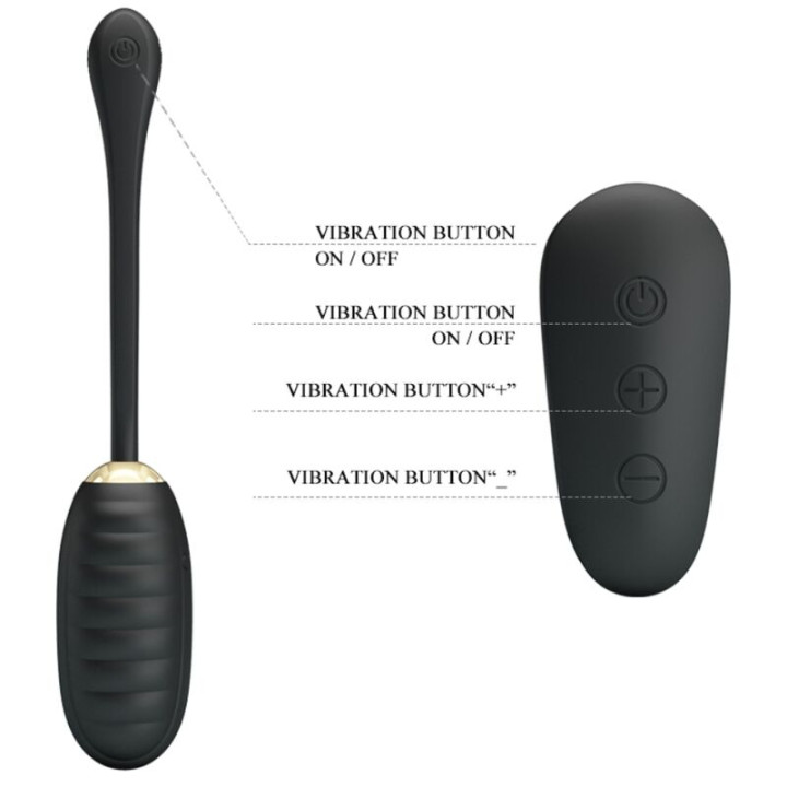 Pretty Love - Doreen Oeuf Vibrant Rechargeable de Luxe Noir Télécommande