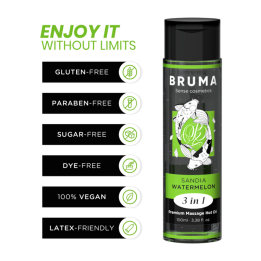 Bruma - Huile de Massage Premium Effet Chaleur Saveur de Pastèque 3 en 1 - 100 ml