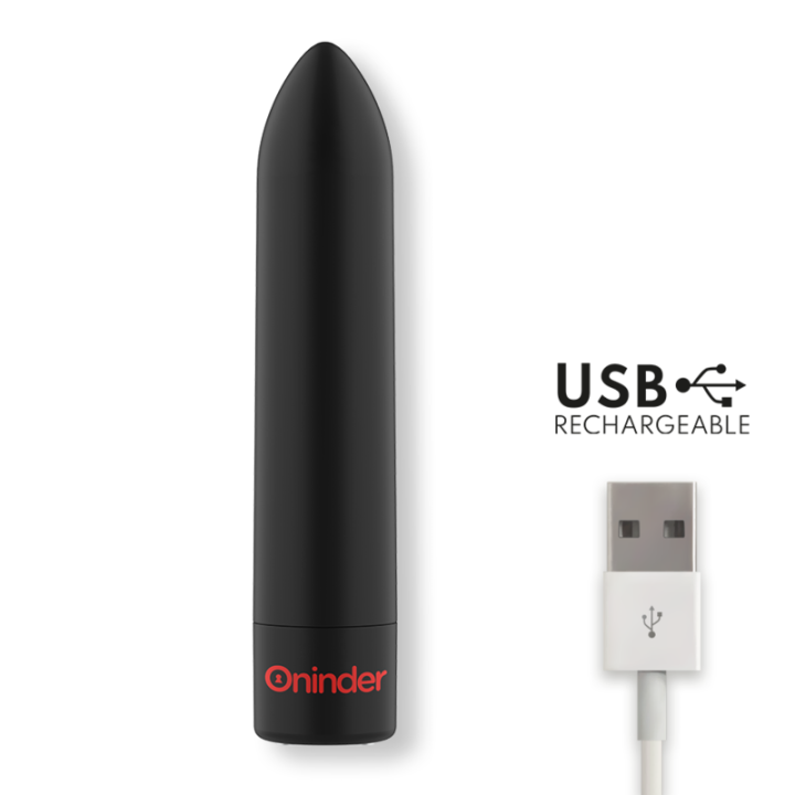 Oninder - Berlin Vibrateur Bullet Noir 9 Modes 8,5 x 2 cm - Application Gratuite