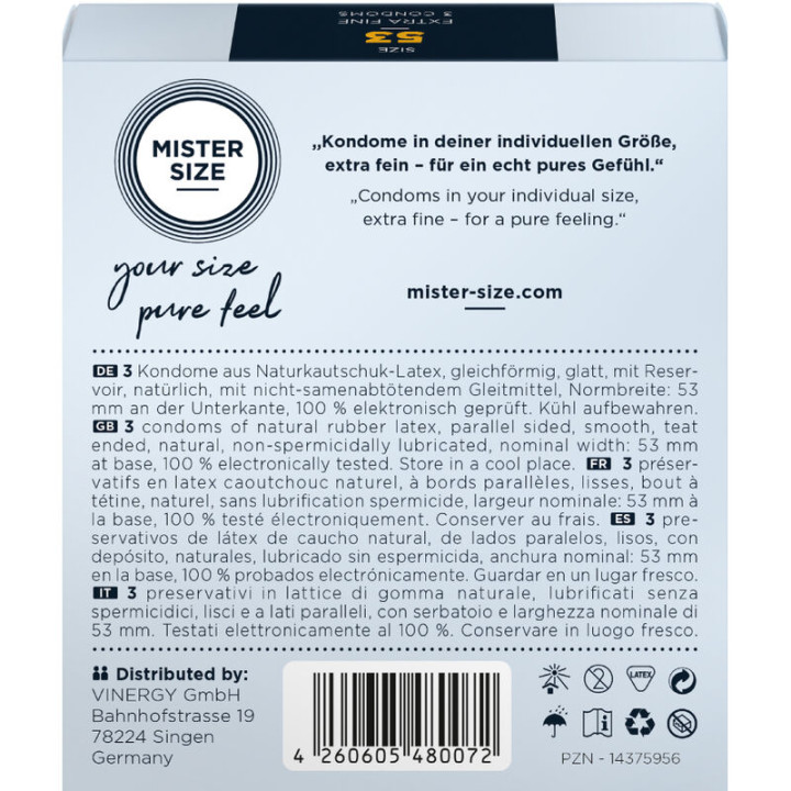 Mister Size - Condom Size m 53 mm (3 Units)