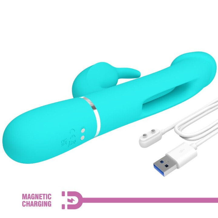 Pretty Love - Vibrateur Dejon Rabbit 3 en 1 Multifonction Vert Aqua