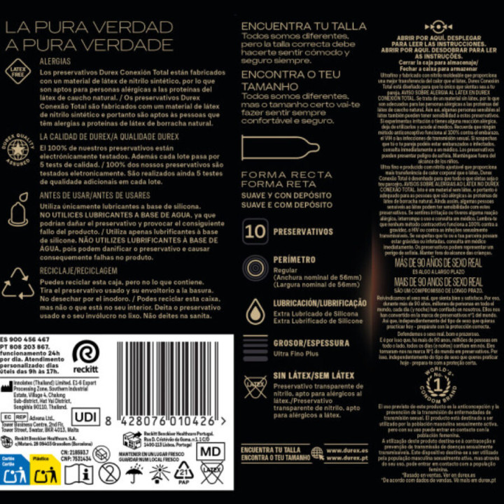 Durex - Total Connection xl Ultra Fine Plus Latex Free 10 Units