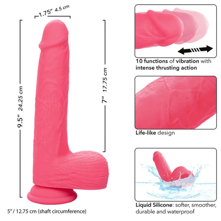 Calexotics - Studs Vibrador Realista 10 Vibrações Rosa