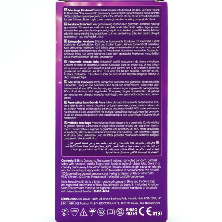 Skins - Extra Grosse Premium-Kondome Packung 8