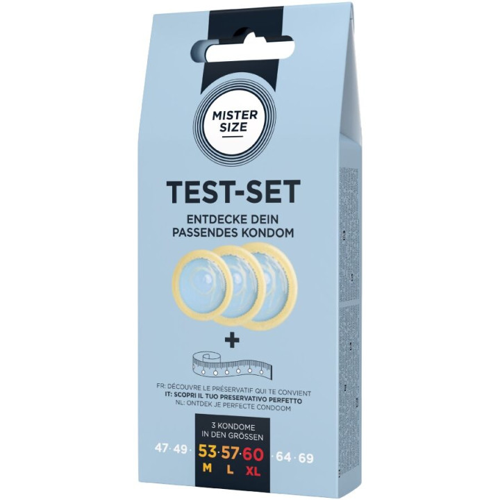 Mister Size - Kit de Test : 3 Préservatifs de Tailles Différentes + Mélange à Points