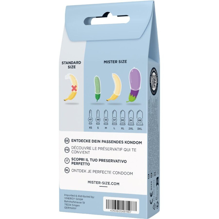 Mister Size - Test Set 3 Different Sized Condoms + Measuring Tape