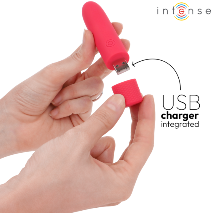 Intense - Symone Usb Wibracyjna Kula 8 Wibracji Czerwona 10 x 2,2 cm