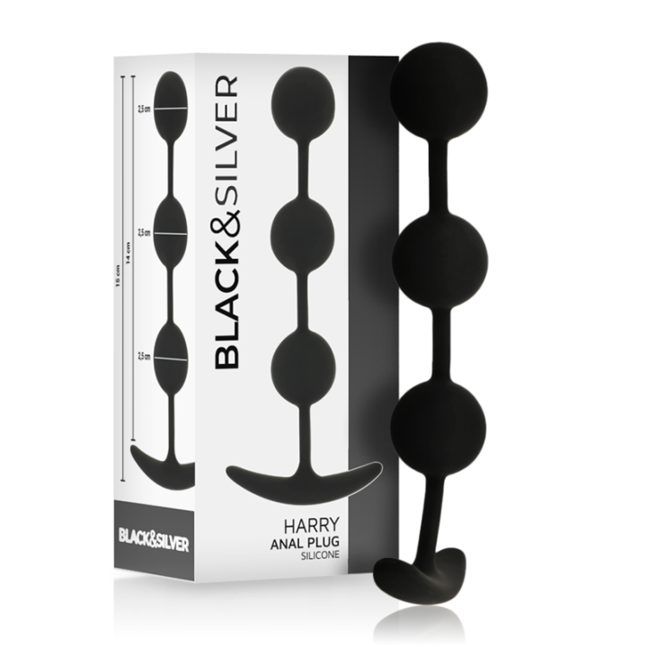 Black&Silver - Rosário Anal Harry 3 Esferas de Silicone 14 cm