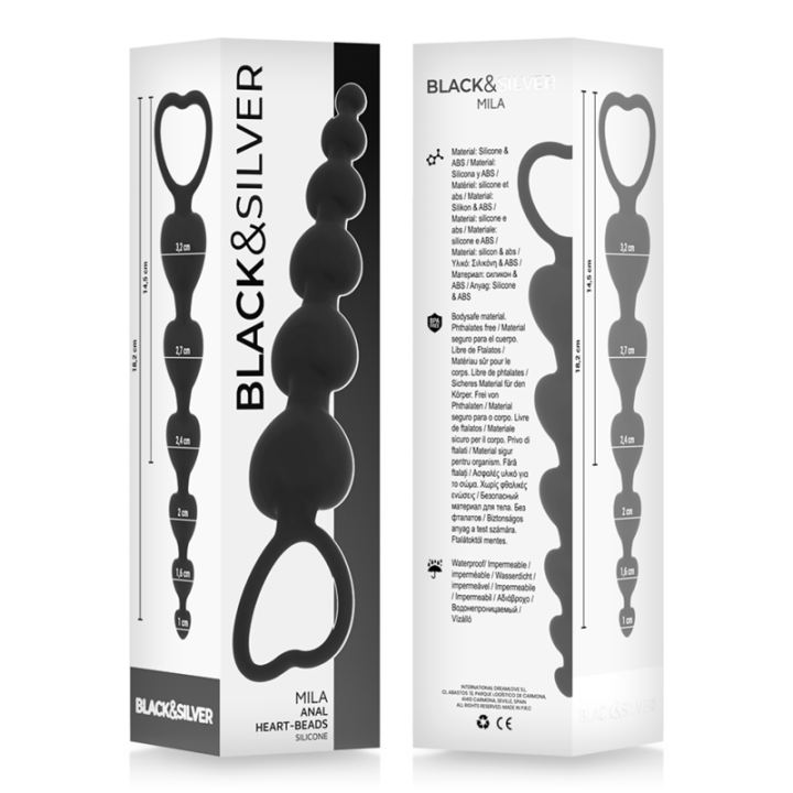 Black&Silver - Mila Anale Catena di Cuori 18 cm