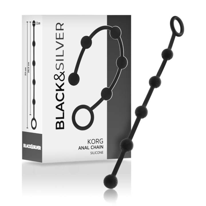 Black&Silver - Chapelet Anal Korg Silicone Initiation 21 cm